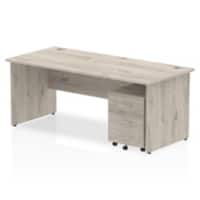 dynamic Impulse Office Desk Rectangular Grey Oak 2 Drawers 1 Pedestal 1,800 (W) x 800 (D) x 730 (H) mm MFC (Melamine Faced Chipboard)