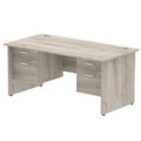 dynamic Impulse Office Desk Rectangular Grey Oak Base panel 4 Drawers 2 Pedestals 1,600 (W) x 800 (D) x 730 (H) mm MFC (Melamine Faced Chipboard)