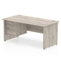 dynamic Impulse Office Desk Rectangular Grey Oak Base panel 2 Drawers 1 Pedestal 1,600 (W) x 800 (D) x 730 (H) mm MFC (Melamine Faced Chipboard)