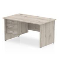 dynamic Impulse Office Desk Rectangular Grey Oak Base panel 3 Drawers 1 Pedestal 1,600 (W) x 800 (D) x 730 (H) mm MFC (Melamine Faced Chipboard)