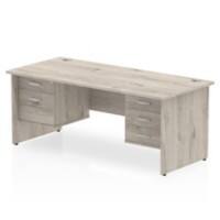 dynamic Impulse Office Desk Rectangular Grey Oak Base panel 5 Drawers 2 Pedestals 1,800 (W) x 800 (D) x 730 (H) mm MFC (Melamine Faced Chipboard)