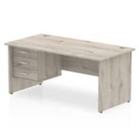 dynamic Impulse Office Desk Rectangular Grey Oak Base panel 3 Drawers 1 Pedestal 1,800 (W) x 800 (D) x 730 (H) mm MFC (Melamine Faced Chipboard)