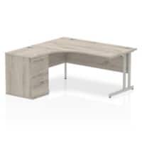dynamic Impulse Left Hand Desk Rectangular Grey Oak 3 Drawers 1 Pedestal 1,600 (W) x 1,630 (D) x 730 (H) mm MFC (Melamine Faced Chipboard)
