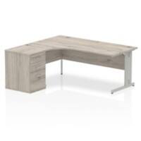 dynamic Impulse Left Hand Desk Rectangular Grey Oak 3 Drawers 1 Pedestal 1,800 (W) x 1,630 (D) x 730 (H) mm MFC (Melamine Faced Chipboard)