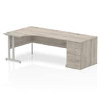 dynamic Impulse Left Hand Desk Rectangular Grey Oak 3 Drawers 1 Pedestal 2,230 (W) x 1,200 (D) x 730 (H) mm MFC (Melamine Faced Chipboard)