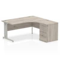 dynamic Impulse Right Hand Desk Grey Oak 3 Drawers 1 Pedestal 1,600 (W) x 1,630 (D) x 730 (H) mm MFC (Melamine Faced Chipboard)