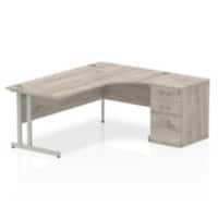 dynamic Impulse Right Hand Desk Rectangular Grey Oak 3 Drawers 1 Pedestal 1,800 (W) x 1,630 (D) x 730 (H) mm MFC (Melamine Faced Chipboard)