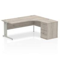dynamic Impulse Right Hand Desk Grey Oak 3 Drawers 1 Pedestal 1,800 (W) x 1,630 (D) x 730 (H) mm MFC (Melamine Faced Chipboard)