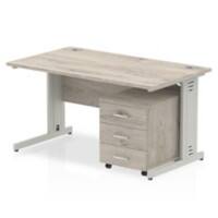 dynamic Ergonomic Desk Impulse IWSSW1453GRY Grey Oak 1400 mm x 800 mm x 730 mm