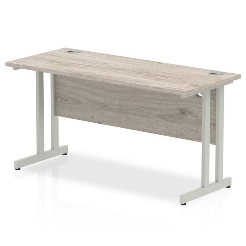 dynamic Impulse Office Desk Rectangular Grey Oak Cantilever 2 Drawers 1,400 (W) x 600 (D) x 730 (H) mm MFC (Melamine Faced Chipboard)