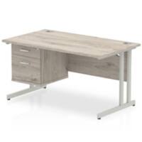 dynamic Impulse Office Desk Rectangular Grey Oak Cantilever 2 Drawers 1 Pedestal 1,400 (W) x 800 (D) x 730 (H) mm MFC (Melamine Faced Chipboard)