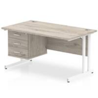 dynamic Impulse Office Desk Rectangular Grey Oak Cantilever 3 Drawers 1 Pedestal 1,400 (W) x 800 (D) x 730 (H) mm MFC (Melamine Faced Chipboard)