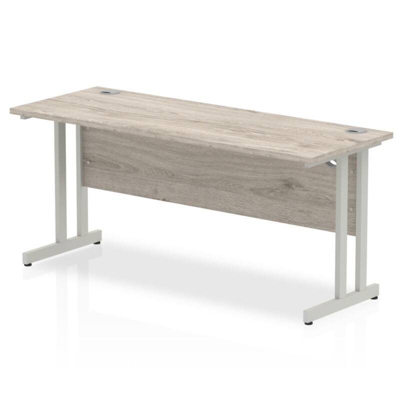 dynamic Impulse Office Desk Rectangular Grey Oak Cantilever 2 Drawers 1,600 (W) x 600 (D) x 730 (H) mm MFC (Melamine Faced Chipboard)