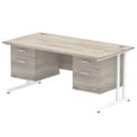 dynamic Impulse Office Desk Rectangular Grey Oak Cantilever 4 Drawers 2 Pedestals 1,600 (W) x 800 (D) x 730 (H) mm MFC (Melamine Faced Chipboard)