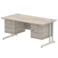 dynamic Impulse Office Desk Rectangular Grey Oak Cantilever 5 Drawers 2 Pedestals 1,600 (W) x 800 (D) x 730 (H) mm MFC (Melamine Faced Chipboard)