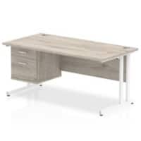 dynamic Impulse Office Desk Rectangular Grey Oak Cantilever 2 Drawers 1 Pedestal 1,600 (W) x 800 (D) x 730 (H) mm MFC (Melamine Faced Chipboard)