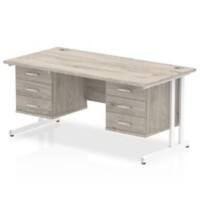 dynamic Impulse Office Desk Rectangular Grey Oak Cantilever 6 Drawers 2 Pedestals 1,600 (W) x 800 (D) x 730 (H) mm MFC (Melamine Faced Chipboard)