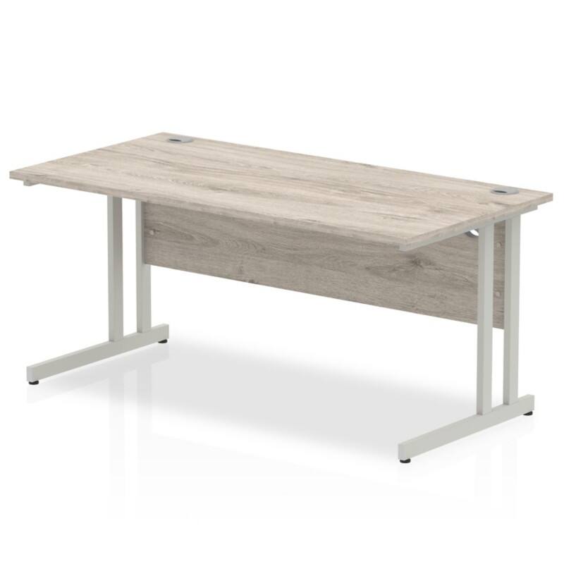 dynamic Impulse Office Desk Rectangular Grey Oak Cantilever 1,600 (W) x 800 (D) x 730 (H) mm MFC (Melamine Faced Chipboard)