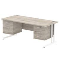 dynamic Impulse Office Desk Rectangular Grey Oak Cantilever 5 Drawers 2 Pedestals 1,800 (W) x 800 (D) x 730 (H) mm MFC (Melamine Faced Chipboard)