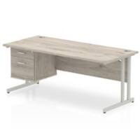 dynamic Impulse Office Desk Rectangular Grey Oak Cantilever 2 Drawers 1 Pedestal 1,800 (W) x 800 (D) x 730 (H) mm MFC (Melamine Faced Chipboard)