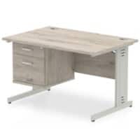 dynamic Impulse Office Desk Rectangular Grey Oak Cantilever 2 Drawers 1 Pedestal 1,200 (W) x 800 (D) x 730 (H) mm MFC (Melamine Faced Chipboard)