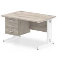 dynamic Impulse Office Desk Rectangular Grey Oak Cantilever 3 Drawers 1 Pedestal 1,200 (W) x 800 (D) x 730 (H) mm MFC (Melamine Faced Chipboard)