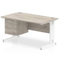 dynamic Impulse Office Desk Rectangular Grey Oak Cantilever 2 Drawers 1 Pedestal 1,400 (W) x 800 (D) x 730 (H) mm MFC (Melamine Faced Chipboard)