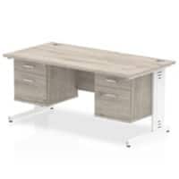 dynamic Impulse Office Desk Rectangular Grey Oak Cantilever 4 Drawers 2 Pedestals 1,600 (W) x 800 (D) x 730 (H) mm MFC (Melamine Faced Chipboard)