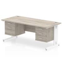 dynamic Impulse Office Desk Rectangular Grey Oak Cantilever 5 Drawers 2 Pedestals 1,800 (W) x 800 (D) x 730 (H) mm MFC (Melamine Faced Chipboard)
