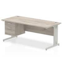 dynamic Impulse Office Desk Rectangular Grey Oak Cantilever 2 Drawers 1 Pedestal 1,800 (W) x 800 (D) x 730 (H) mm MFC (Melamine Faced Chipboard)