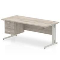dynamic Impulse Office Desk Rectangular Grey Oak Cantilever 3 Drawers 1 Pedestal 1,800 (W) x 800 (D) x 730 (H) mm MFC (Melamine Faced Chipboard)