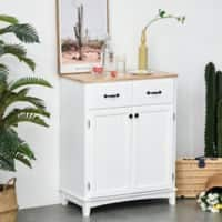 HOMCOM Storage Cabinet White Rubber Wood 400 x 940 mm