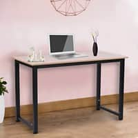 HOMCOM Computer Desk Black Oak 4 Metal legs 600 (W) x 1,200 (D) x 760 (H) mm MDF (Medium-Density Fibreboard), Metal