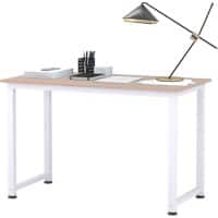HOMCOM Computer Desk White Oak 4 Metal legs 600 (W) x 1,200 (D) x 760 (H) mm MDF (Medium-Density Fibreboard), Metal