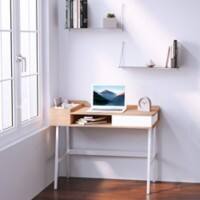 HOMCOM Home Office Desk Oak 4 Metal legs 1 Drawer 550 (W) x 1,000 (D) x 815 (H) mm MDF (Medium-Density Fibreboard), Metal