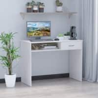 HOMCOM Computer Desk White Rubberwood Base panel 1 Drawer 450 (W) x 1,000 (D) x 739 (H) mm E1 Particle Board