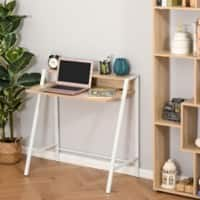 HOMCOM Home Office Desk Oak 4 Metal legs 450 (W) x 840 (D) x 850 (H) mm MDF (Medium-Density Fibreboard), Steel