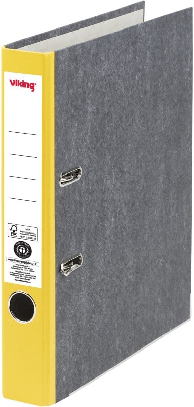 Viking Narrow Lever Arch File A4 50 mm Black, Yellow 2 Rings Cardboard, PP (Polypropylene) Matt