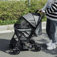 PawHut Pet Stroller Jogger with Reversible Handle and Safety Leash Grey