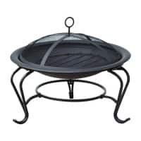 Outsunny Round Fire Pit with Poker Black