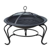 Outsunny Round Fire Pit with Poker Black