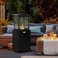 Outsunny Outdoor Gas Heater with Wheels, Dust Cover and Regulator Black