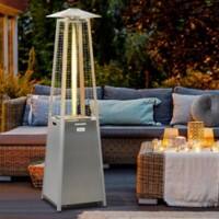 Outsunny Outdoor Gas Heater Stainless Steel with Wheels, Dust Cover, and Regulator