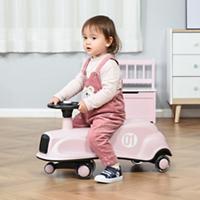 Homcom Wiggle Car Ride On Toy with LED Flashing Wheels Pink