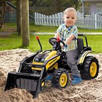 Homcom Kids Digger Ride On Excavator with Music Yellow