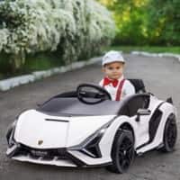 Homcom Lamborghini SIAN 12V Kids Electric Ride On Car Toy with Remote Control White