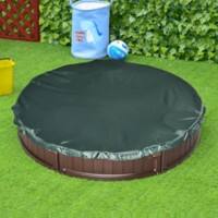 Outsunny Kids Outdoor Round Sandbox with Canopy for 3-12 years old Brown
