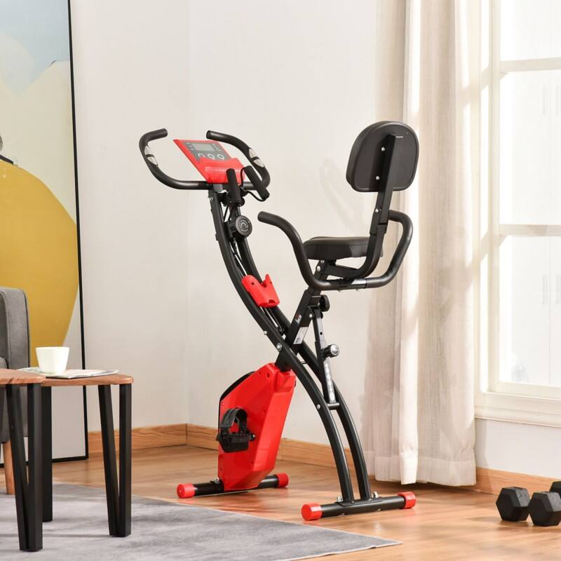 Homcom 2-In-1 Upright Exercise Bike Red