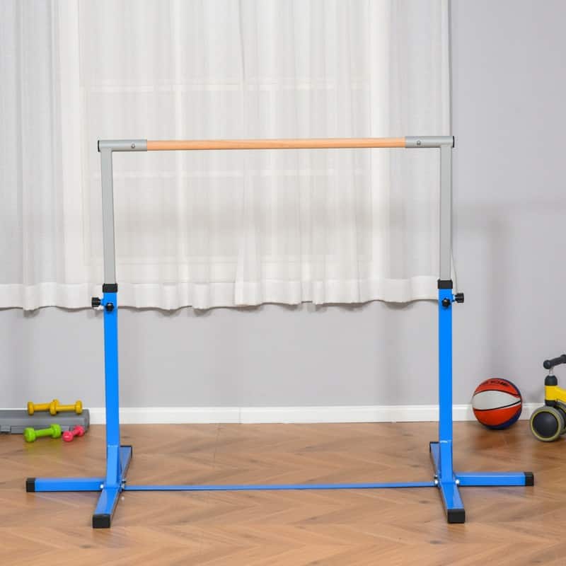 Homcom Adjustable Kids Gymnastics Bar with Steel Frame Blue