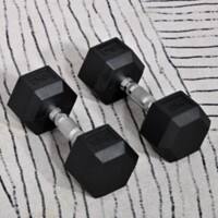 Homcom Hex Dumbbell Rubber Weights Set 2 x 10 kg